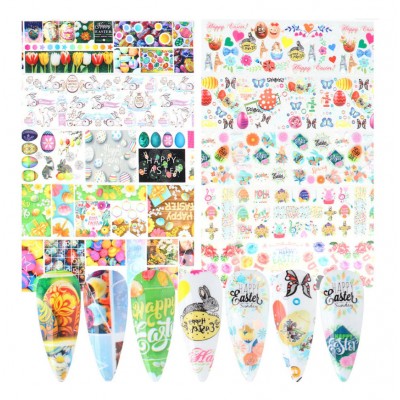 Foil νυχιών Πασχαλινά σχέδια σετ 10τμχ