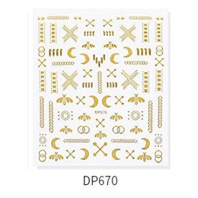 Ανάγλυφα Αυτοκόλλητα Νυχιών Διάφορα Χρυσά Σχέδια DP670