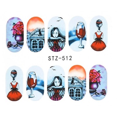 Αυτοκόλλητα Νυχιών Νερού Διάφορα Σχέδια Vintage STZ-512