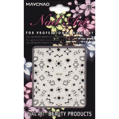 Αυτοκόλλητα Νυχιών 3D με Ανάγλυφο Μαύρο Σχέδιο YD-29