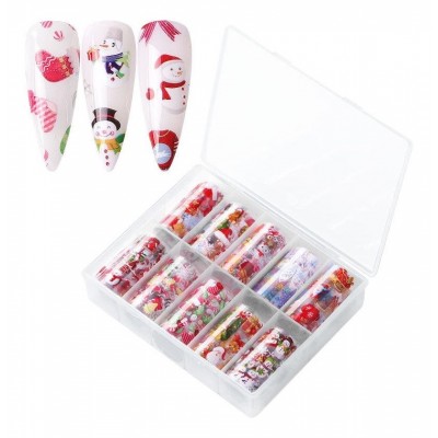 Foil νυχιών Χριστουγεννιάτικα σχέδια  σετ 10τεμ