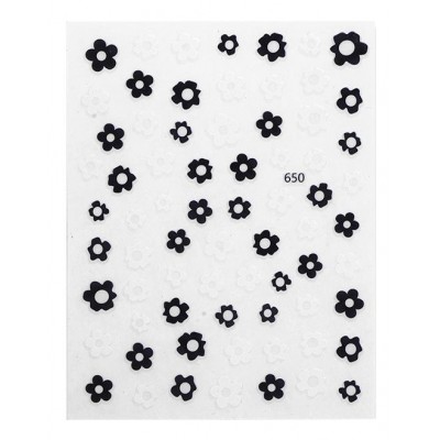 Αυτοκόλλητα Νυχιών 70 Ασπρόμαυρα Λουλούδια 650