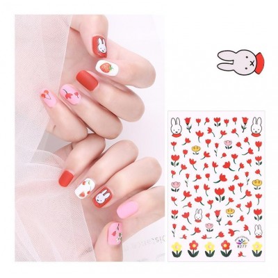 Αυτοκόλλητα Νυχιών με κόκκινα λουλούδια R277