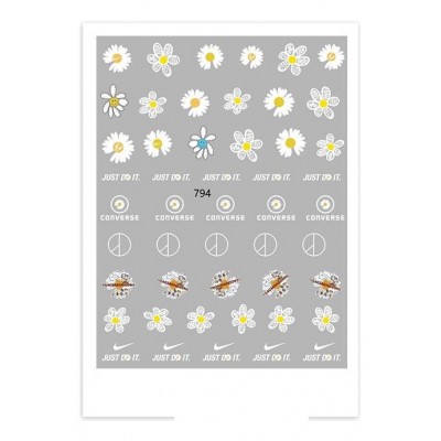Αυτοκόλλητα Νυχιών Με Λουλούδια και Διάφορα Αθλητικά Σήματα 794
