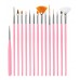 Σετ Πινέλα Nail Art 15τμχ Ροζ